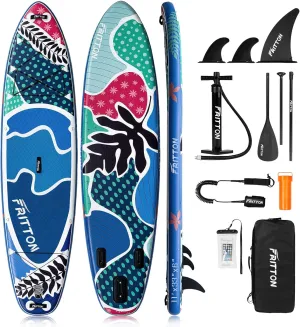 Inflatable Paddle Boards for Adults, 11' Stand Up Paddle Board with Premium SUP Accessories, Stand-up Paddleboards with Wider Anti-skid Deck & 350 LBS Capicity, SUP Board Suitable for All Skill Levels