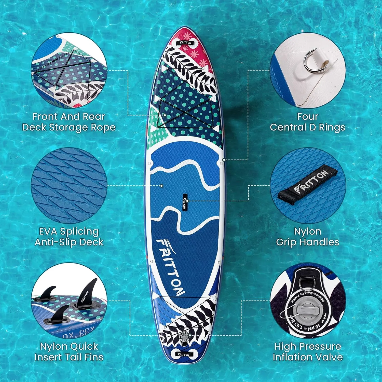 Inflatable Paddle Boards for Adults, 11' Stand Up Paddle Board with Premium SUP Accessories, Stand-up Paddleboards with Wider Anti-skid Deck & 350 LBS Capicity, SUP Board Suitable for All Skill Levels