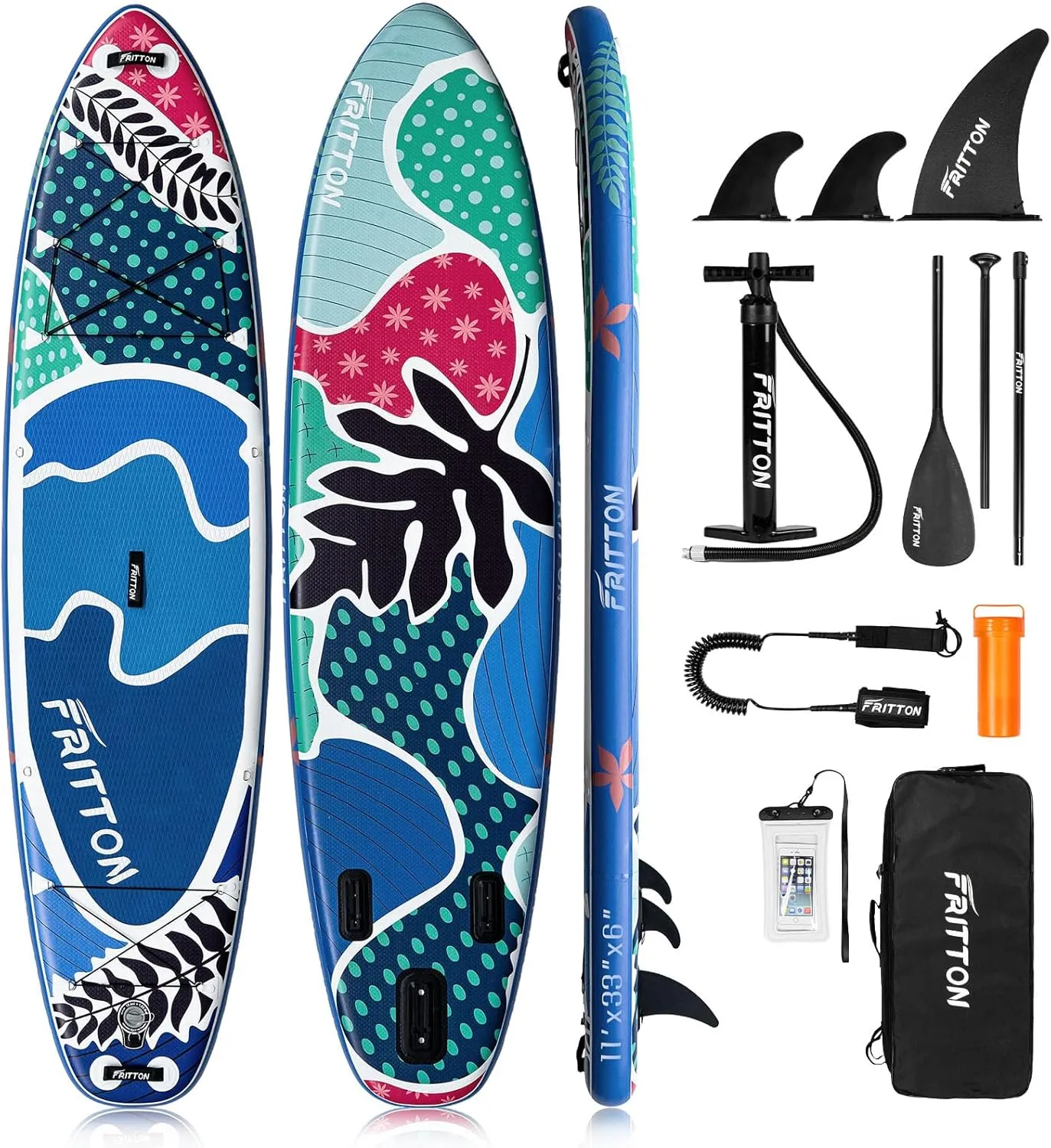 Inflatable Paddle Boards for Adults, 11' Stand Up Paddle Board with Premium SUP Accessories, Stand-up Paddleboards with Wider Anti-skid Deck & 350 LBS Capicity, SUP Board Suitable for All Skill Levels