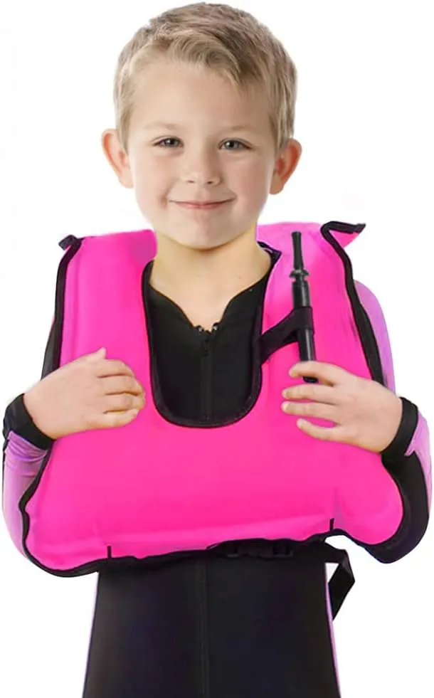 Inflatable Snorkel Vest for Kids, Portable Snorkeling Jackets for 50-110 lbs Boys & Girls