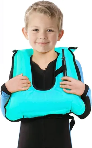 Inflatable Snorkel Vest for Kids, Portable Snorkeling Jackets for 50-110 lbs Boys & Girls