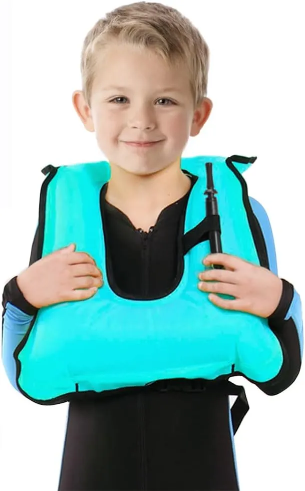 Inflatable Snorkel Vest for Kids, Portable Snorkeling Jackets for 50-110 lbs Boys & Girls