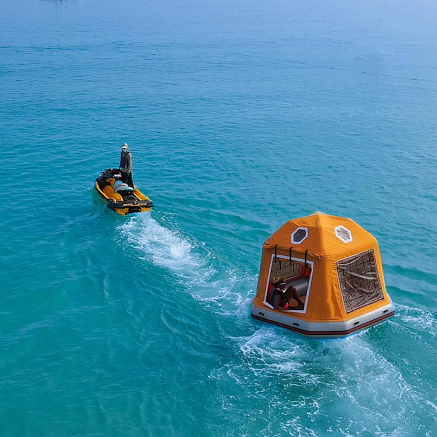 Inflatable Tents for Camping, Easy Setup Blow Up Tent with Pump, Water Floating Tent Fishing Raft Boat