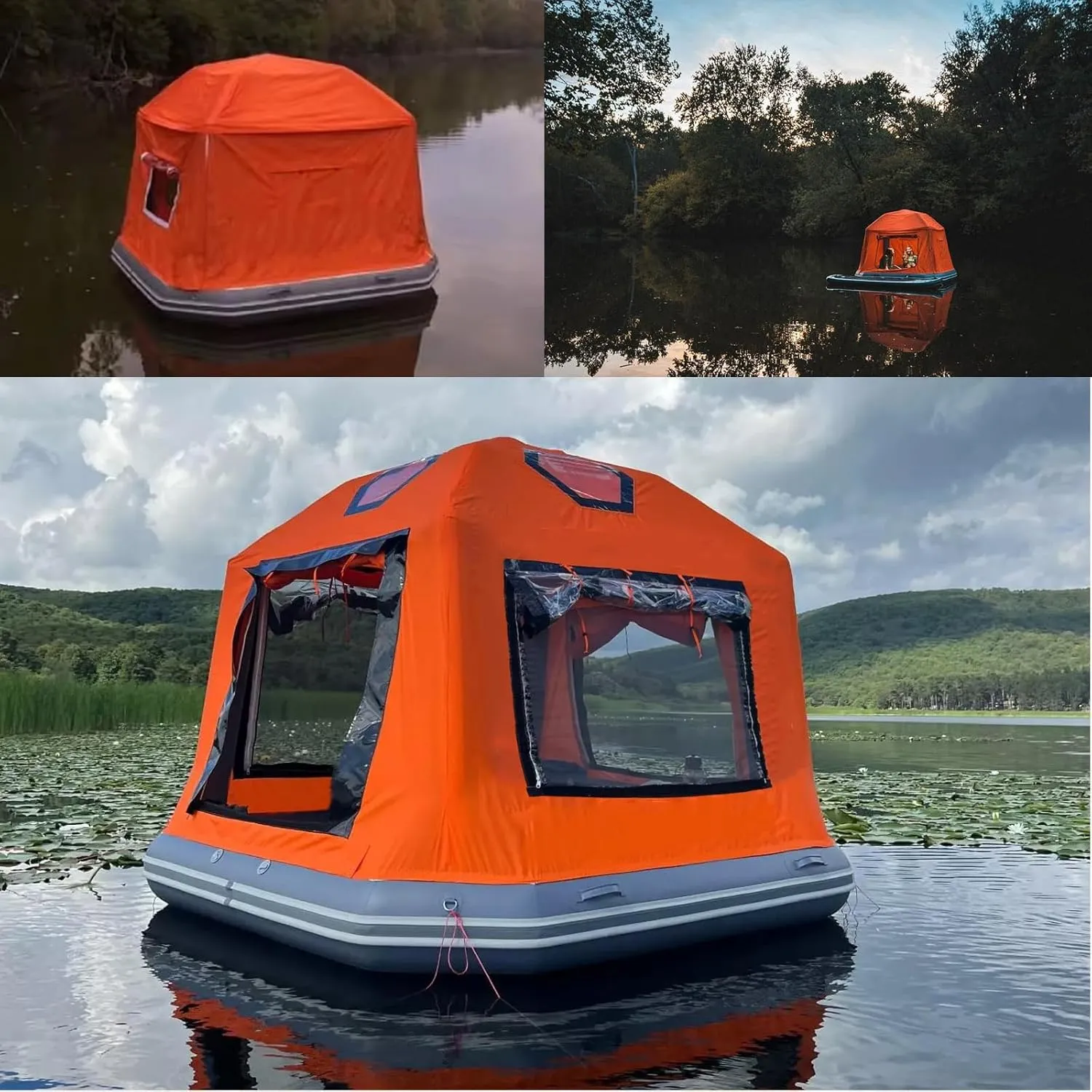Inflatable Tents for Camping, Easy Setup Blow Up Tent with Pump, Water Floating Tent Fishing Raft Boat
