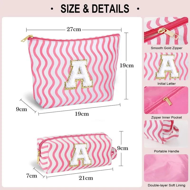 Initial Makeup Bag - Cute Makeup Bag Girl Makeup Bag, Personalized Gifts Teen Girl Gifts Toiletry Bag Cosmetic Travel Bag Makeup Bags Daughter Gifts Mom Gift Birthday Gifts for Women (Blue T)