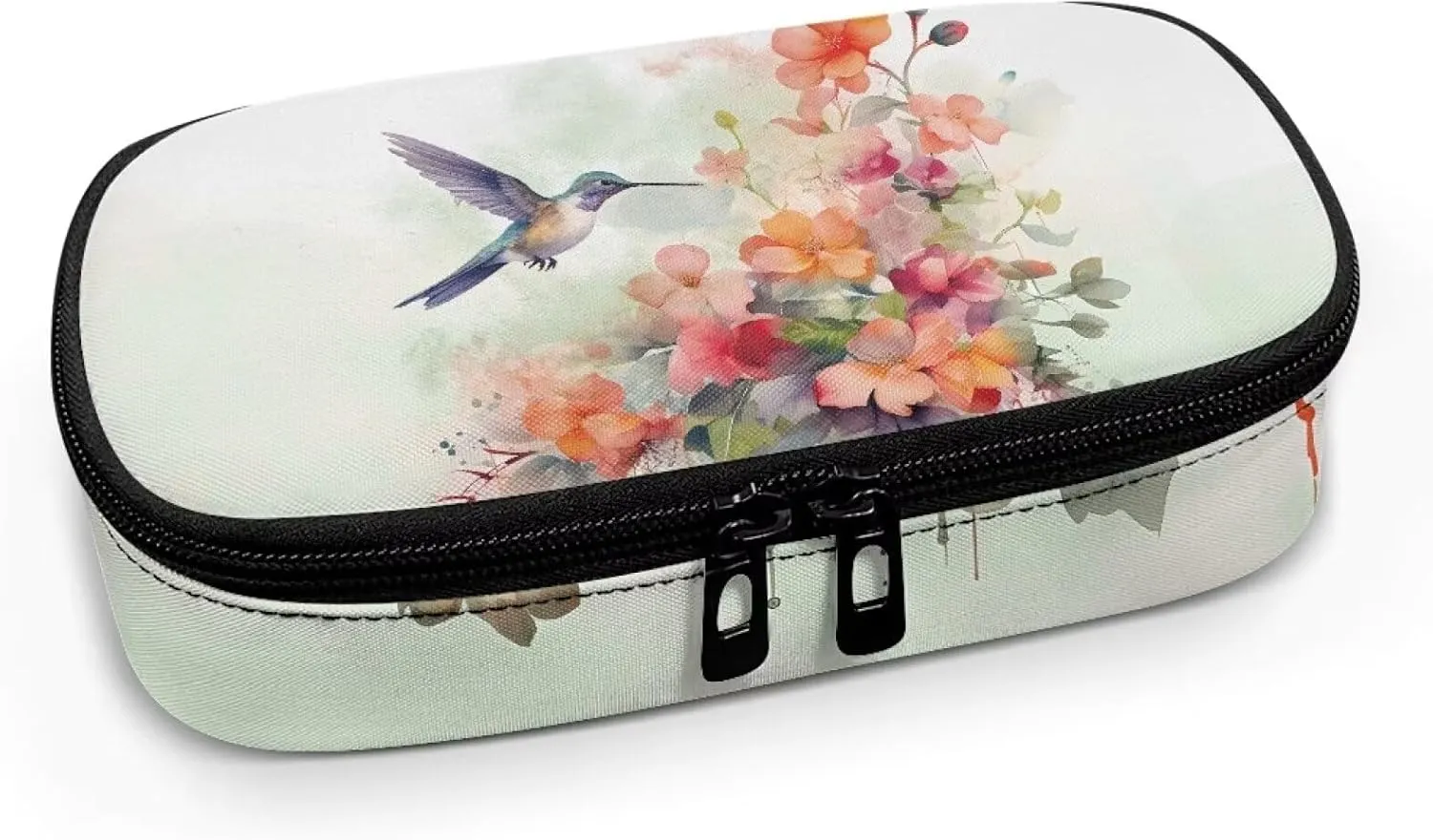 Insulin Storage Bag Colorful Flowers Hummingbird Print Travel Carrying Bag with Side Handle Diabetic Medication Cooler Bags Travel Case for Insulin Pens