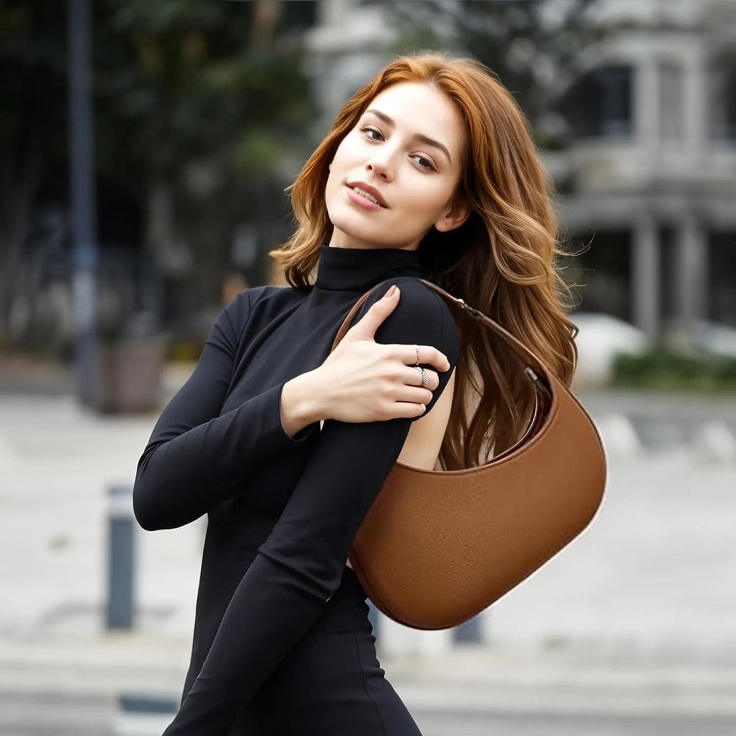 Irregular PU solid color underarm bag, women's fashionable shoulder bag