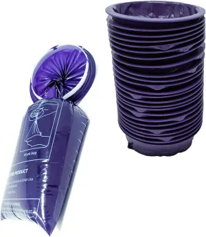 iSick Disposable Vomit Bags 1000ml, 24pk, Dark Purple, Premium Quality Medical Grade, Morning Sickness, Kids, Taxis Drivers, Car Motion Sickness, Portable, No Mess