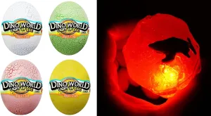 JA-RU Slime Dinosaur Eggs with Lights - Assorted 4 Eggs - Includes Surprise Dinosaur, Neon Slime, Flashing Lights - Easter Toys for Kids - Bulk Party Favors and Gifts 1749-4s