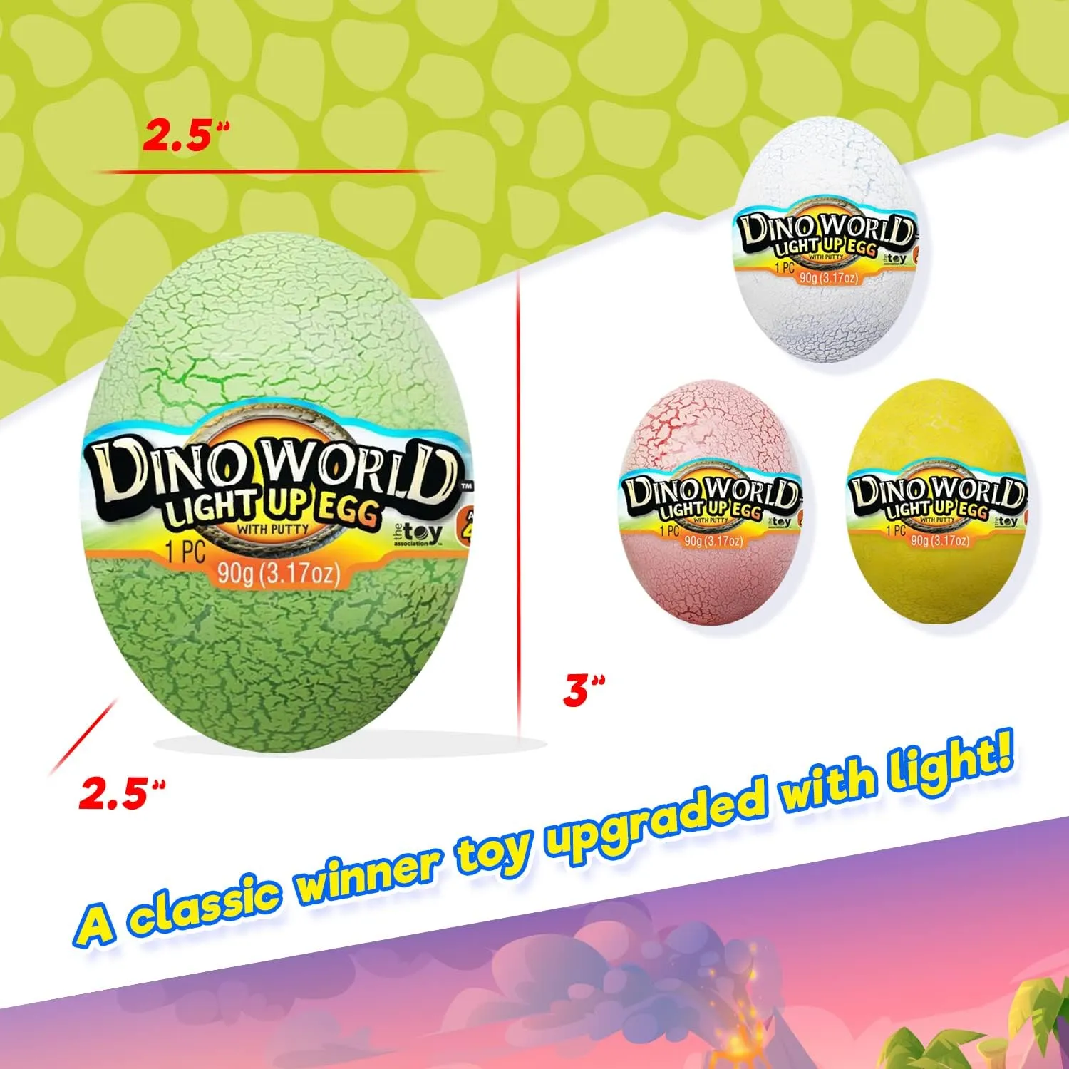 JA-RU Slime Dinosaur Eggs with Lights - Assorted 4 Eggs - Includes Surprise Dinosaur, Neon Slime, Flashing Lights - Easter Toys for Kids - Bulk Party Favors and Gifts 1749-4s