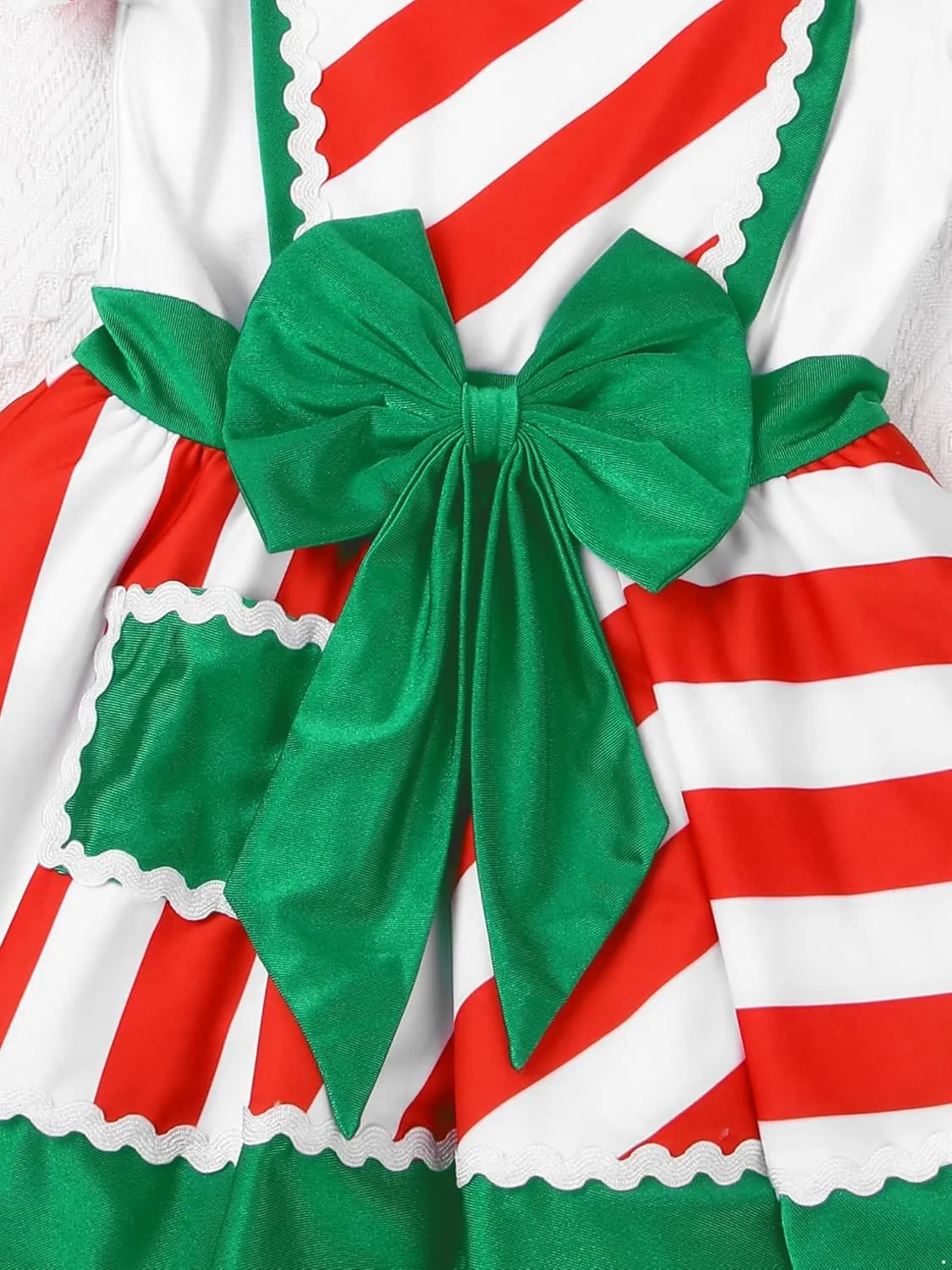 JEATHA Kids Girls Figure Skating Baton Twirling Tutu Dress Christmas Candy Cane Striped Dance Costume