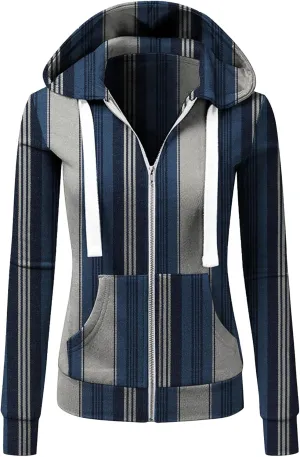 JEsilunmaMY Women's Color Block Winter Cotton Hoodies Long Sleeve Athletic Hooded Sweatshirt Slim Workout Drawstring Jacket