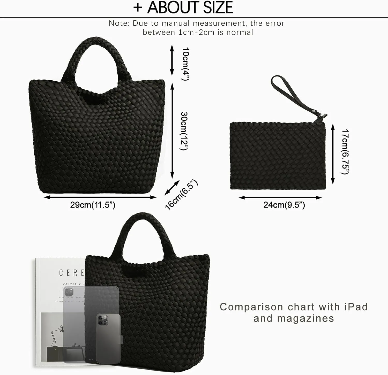 JINMANXUE Woven Hobo Bag For Women Neoprene Tote Bag Large Capacity Handbag Patchwork Handmade Casual Shoulder Bags