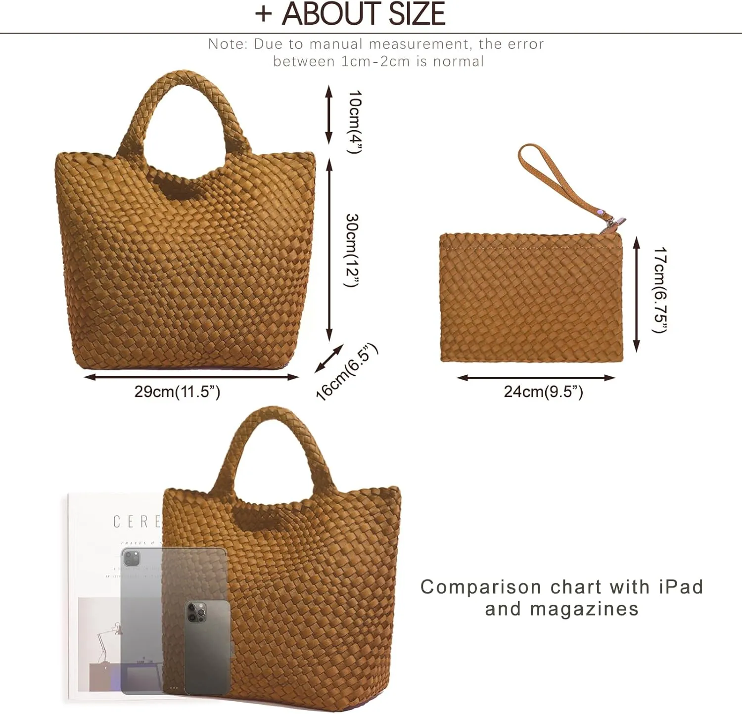 JINMANXUE Woven Hobo Bag For Women Neoprene Tote Bag Large Capacity Handbag Patchwork Handmade Casual Shoulder Bags