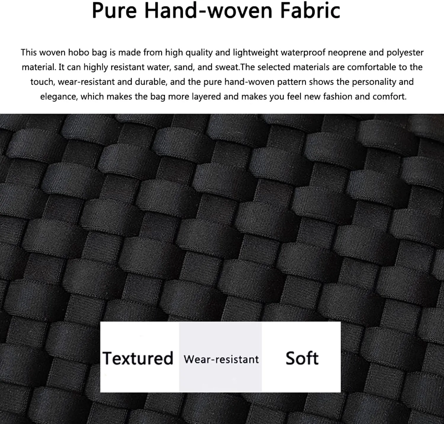 JINMANXUE Woven Hobo Bag For Women Neoprene Tote Bag Large Capacity Handbag Patchwork Handmade Casual Shoulder Bags