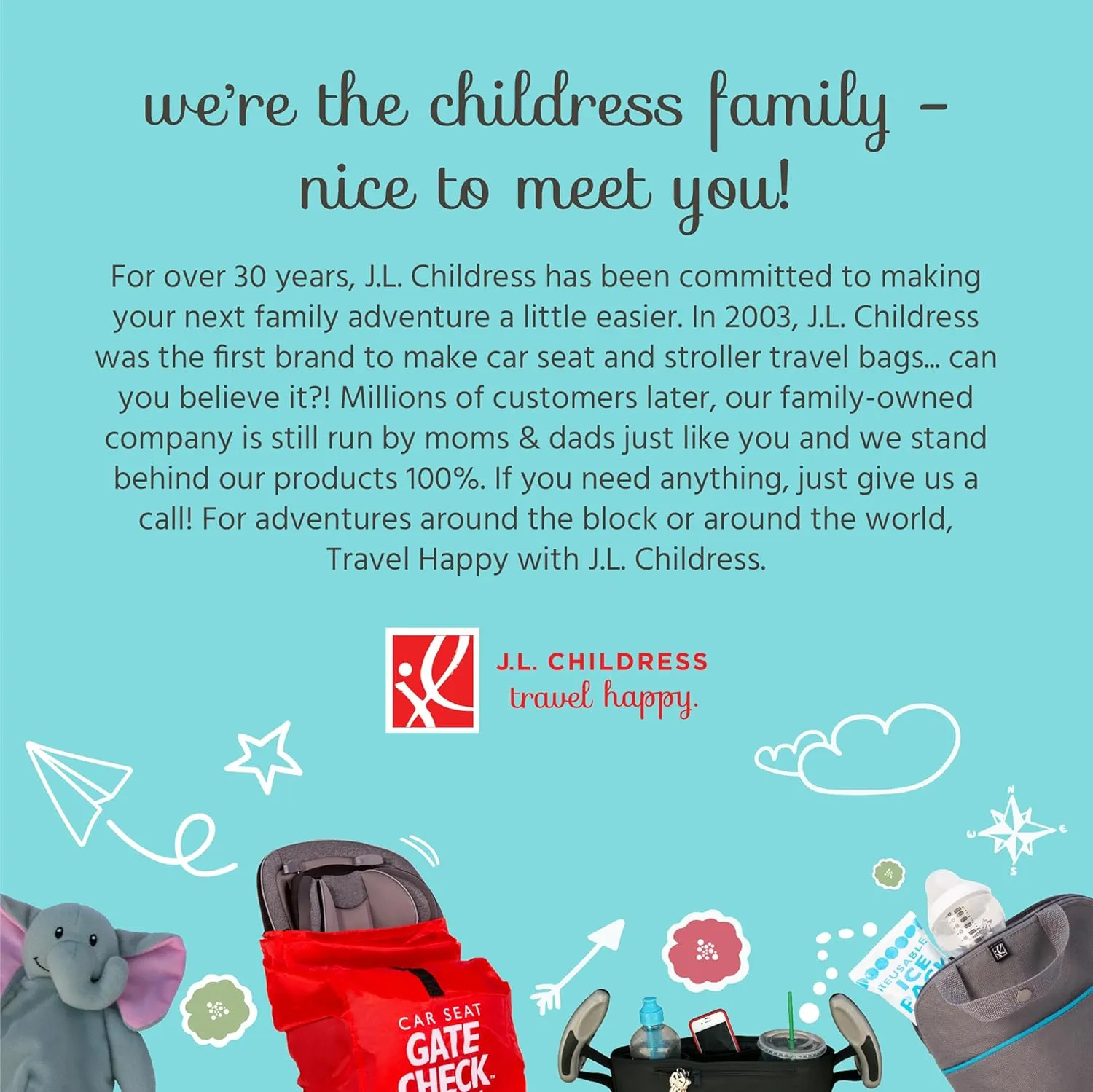 J.L. Childress Gate Check Bag for Car Seats - Travel Bag for Airplane - Fits All Baby Car Seats, Infant Carriers & Child Booster Seats