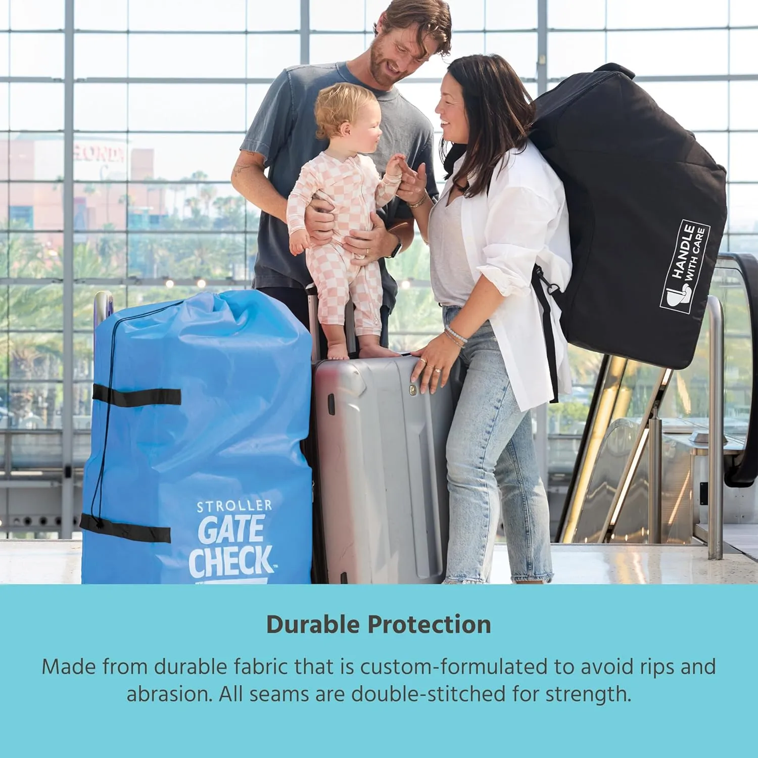 J.L. Childress Gate Check Bag for Single & Double Strollers - Stroller Bag for Airplane - Large Stroller Travel Bag for Airplane - Air Travel Stroller Bag