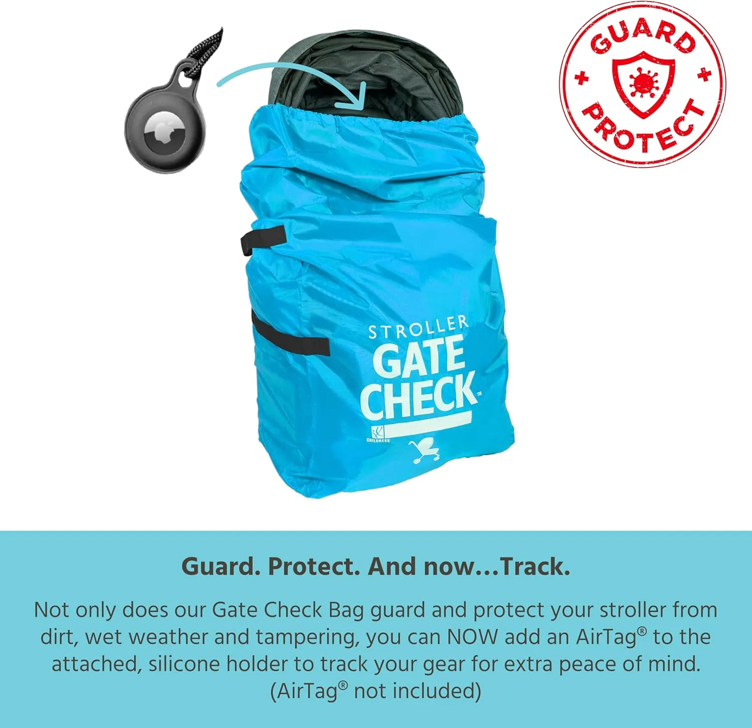 J.L. Childress Gate Check Bag for Single & Double Strollers - Stroller Bag for Airplane - Large Stroller Travel Bag for Airplane - Air Travel Stroller Bag