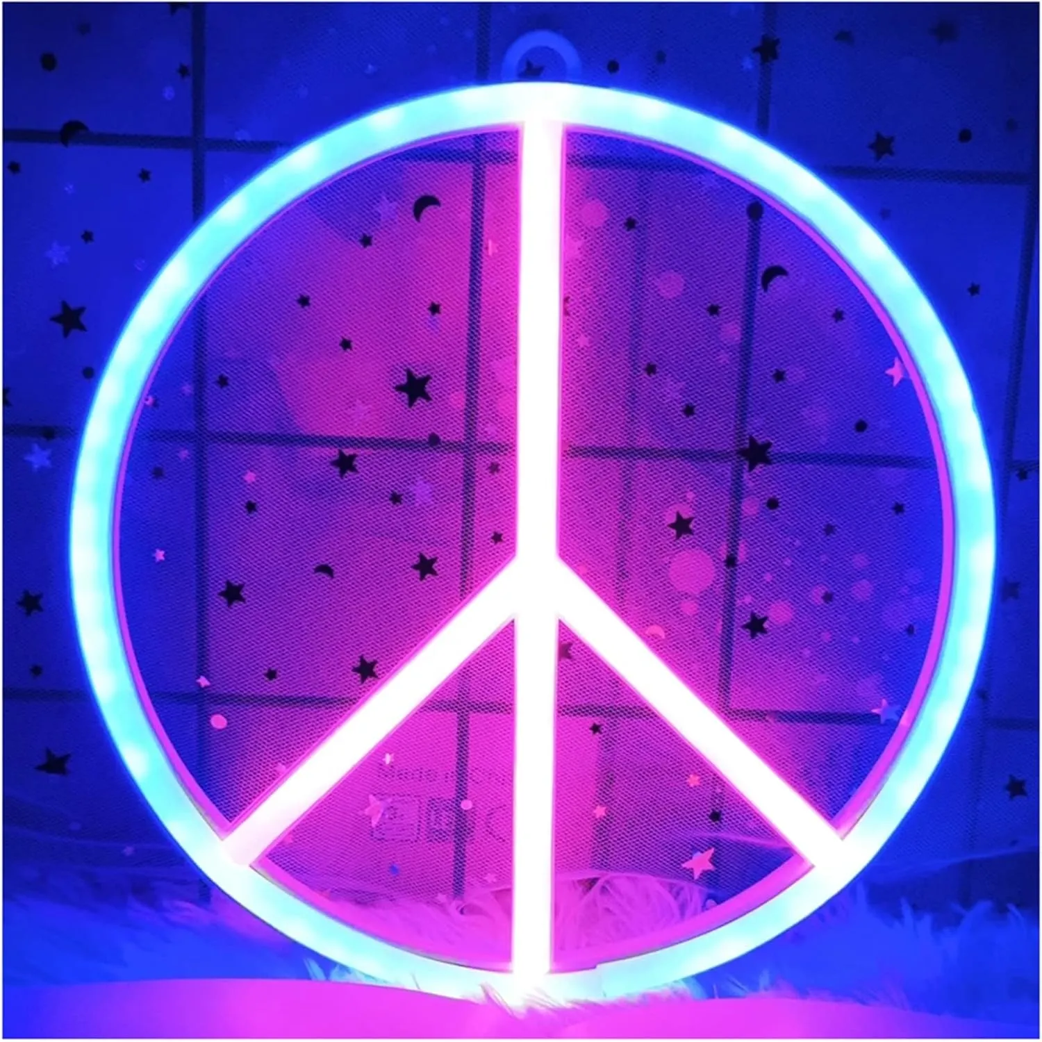JMG Peace Symbol Neon Sign, Neon Lights LED Home Wall Decoration by USB Powered for Kid Room, Aesthetic Room Decor, Christmas, Birthday Party, 9Inch,Blue pink