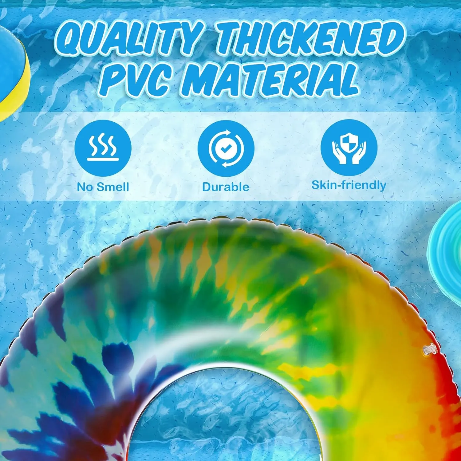 Jumbo Inflatable Pool Floats Rings, Tie Dye Tube Float 47.24 Inch Large Colorful Adult Floaties Rainbow Swimming Ring Water Floaty Toy for Adult Summer Pool Beach Party Supplies
