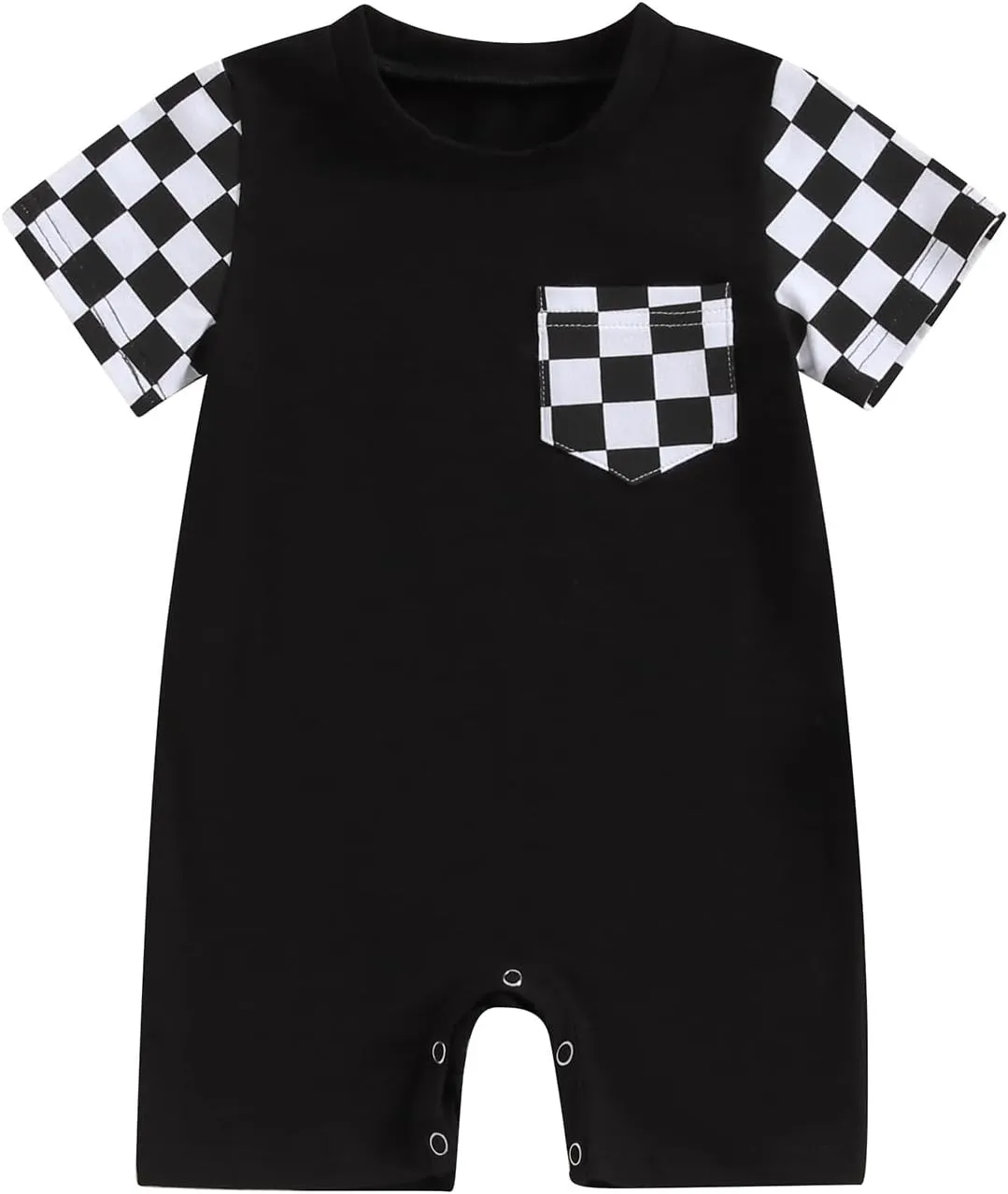 Karuedoo Newborn Baby Boy Girl Clothes Checkered Plaid Romper Jumpsuit Short Sleeve One-Piece Bodysuit Infant Summer Outfit