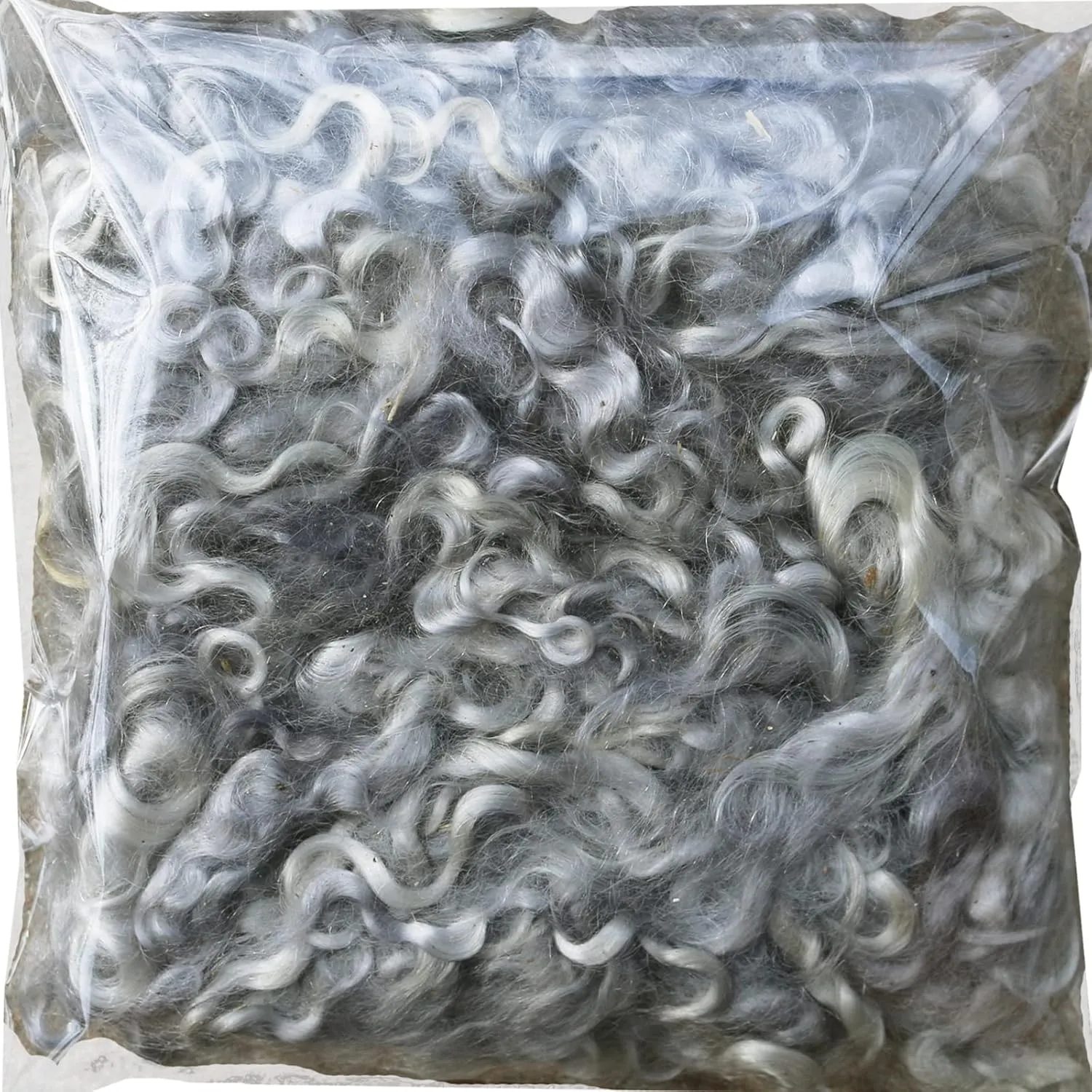Kid Mohair Locks. Organic Hand Dyed Premium Wool Fiber for Doll Hair and Wigs, Felting, Blending, Spinning, Wall Hangings. Silver, 1 Ounce (28g)