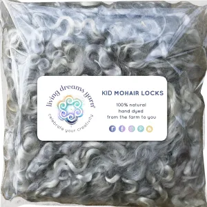 Kid Mohair Locks. Organic Hand Dyed Premium Wool Fiber for Doll Hair and Wigs, Felting, Blending, Spinning, Wall Hangings. Silver, 1 Ounce (28g)
