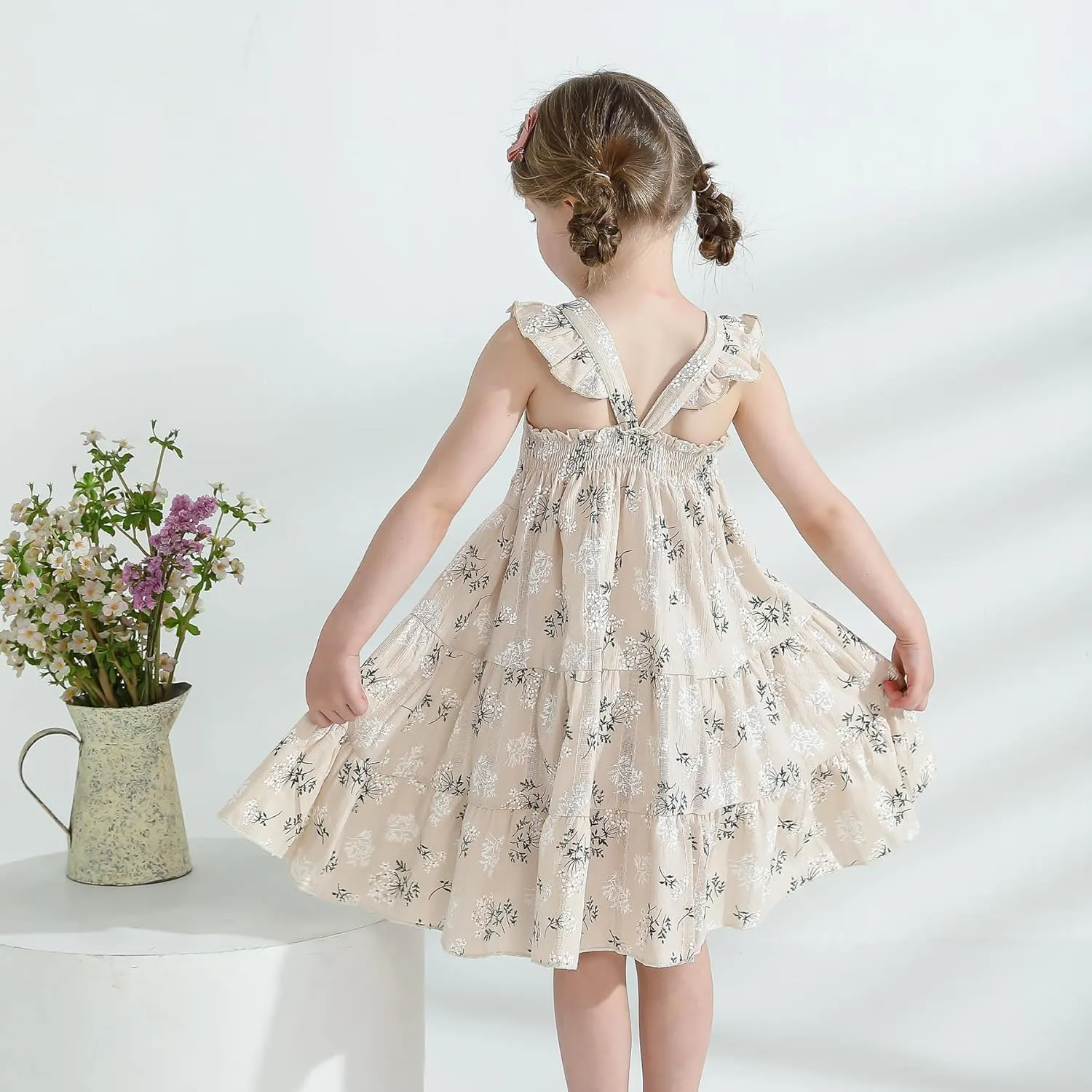 Kids Toddler Baby Girls Rainbow Dress Princess Sleeveless Beach Butterfly Sundress