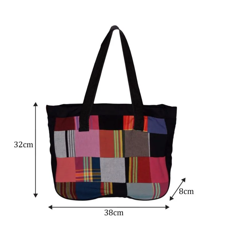 Kikoy Patchwork Bag - Black