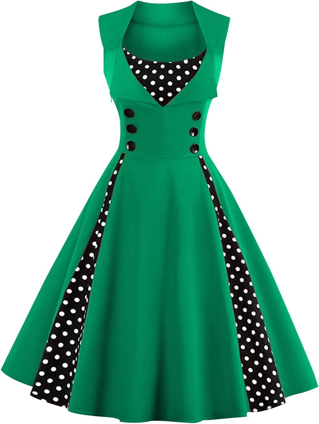 KILLREAL Women's Polka Dot Retro Vintage Style Cocktail Party Swing Dress
