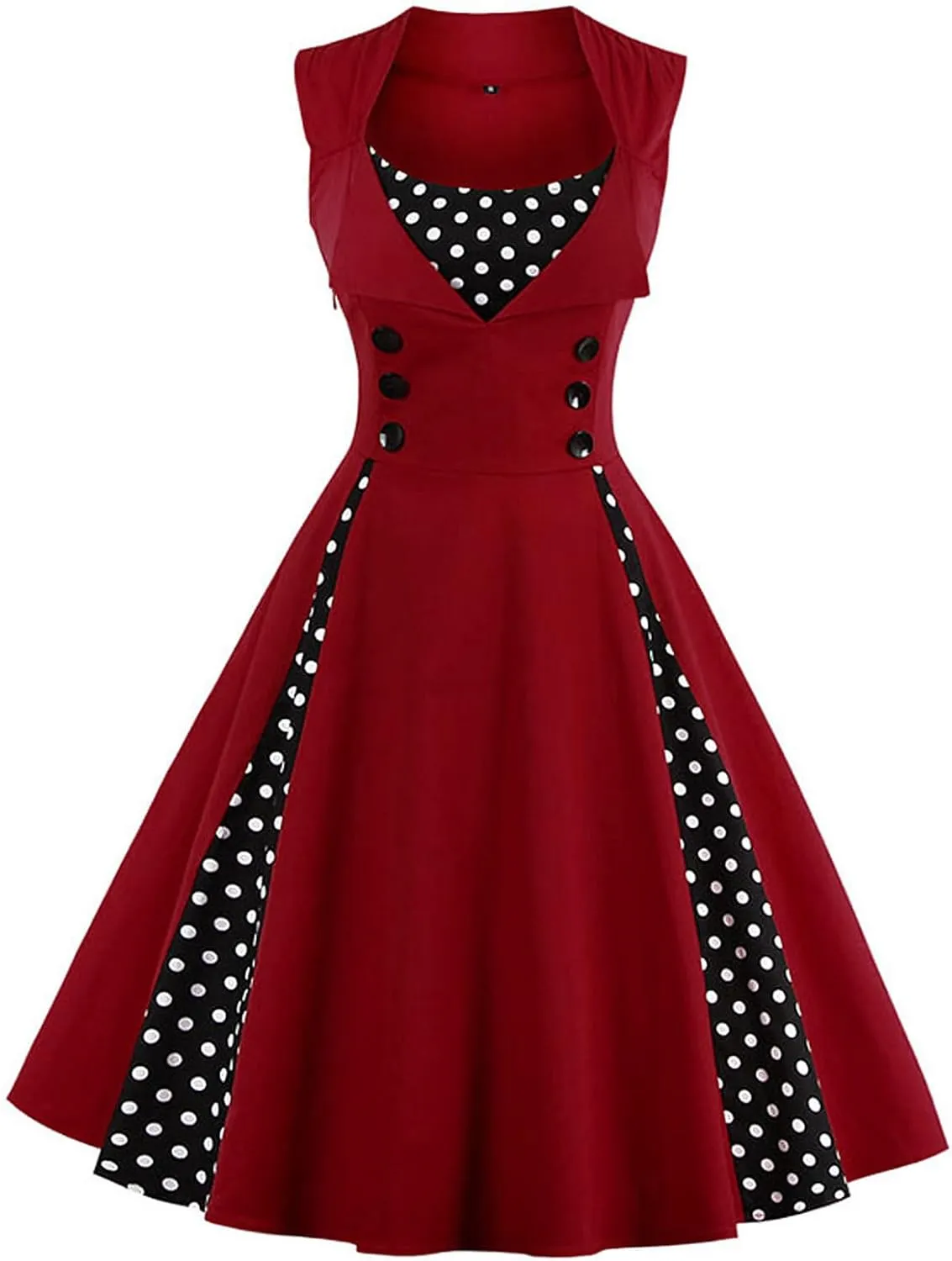 KILLREAL Women's Polka Dot Retro Vintage Style Cocktail Party Swing Dress