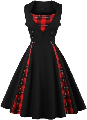 KILLREAL Women's Polka Dot Retro Vintage Style Cocktail Party Swing Dress