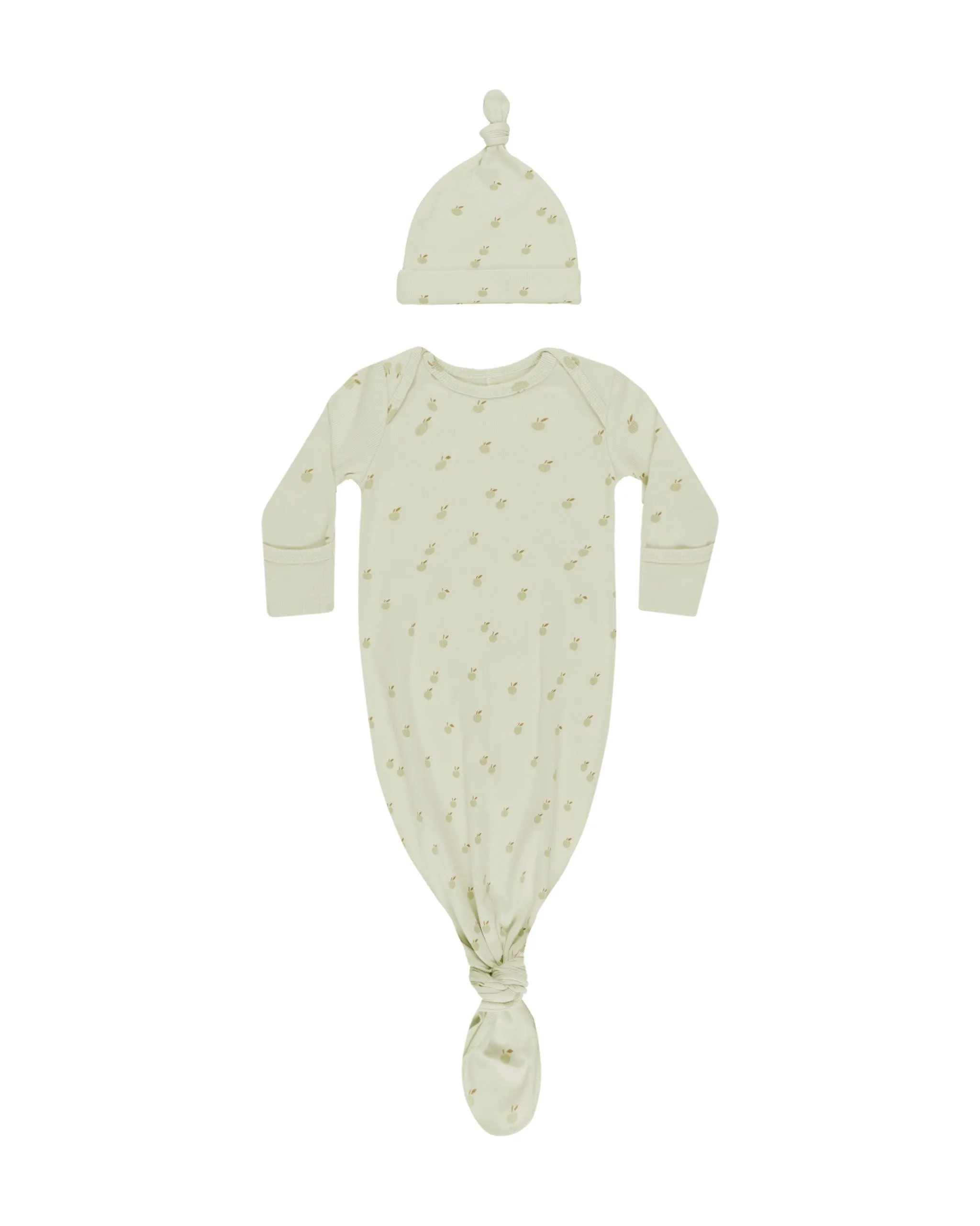 Knotted Baby Gown   Hat Set || Apples