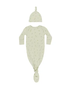 Knotted Baby Gown   Hat Set || Apples