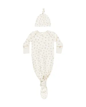 Knotted Baby Gown   Hat Set || Fleur