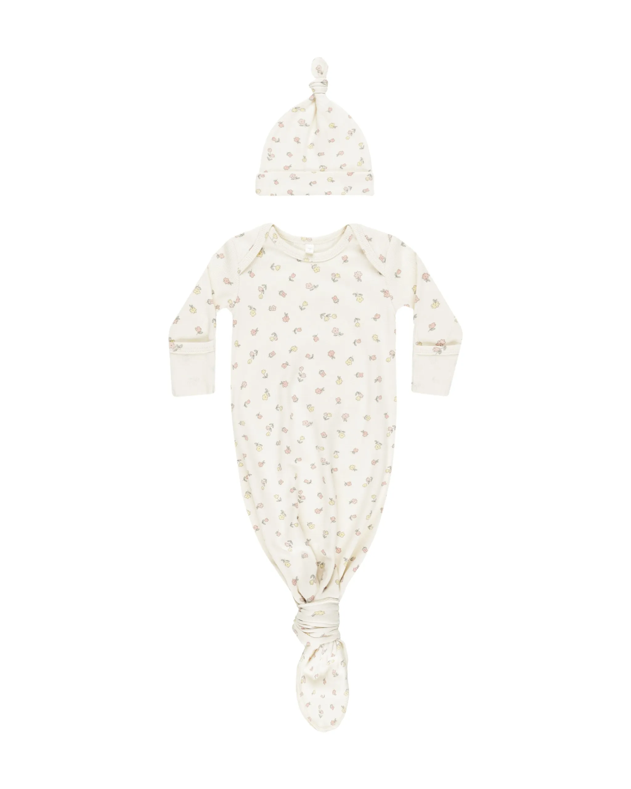 Knotted Baby Gown   Hat Set || Fleur