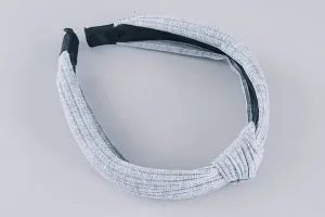 Knotted Headband | Grey Ribbed Knit