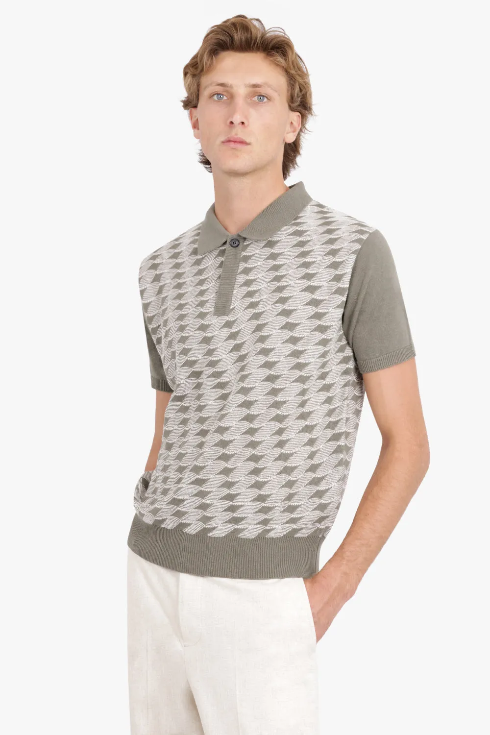 KNOTTED KNIT POLO | GRAY