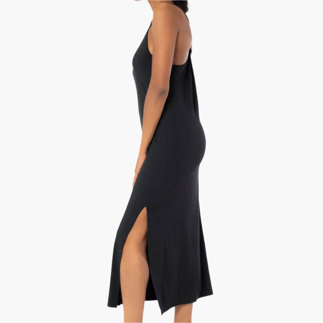 Knotted Racer Back Knit Tank Maxi Dress