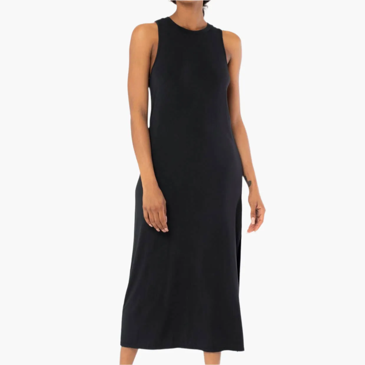 Knotted Racer Back Knit Tank Maxi Dress