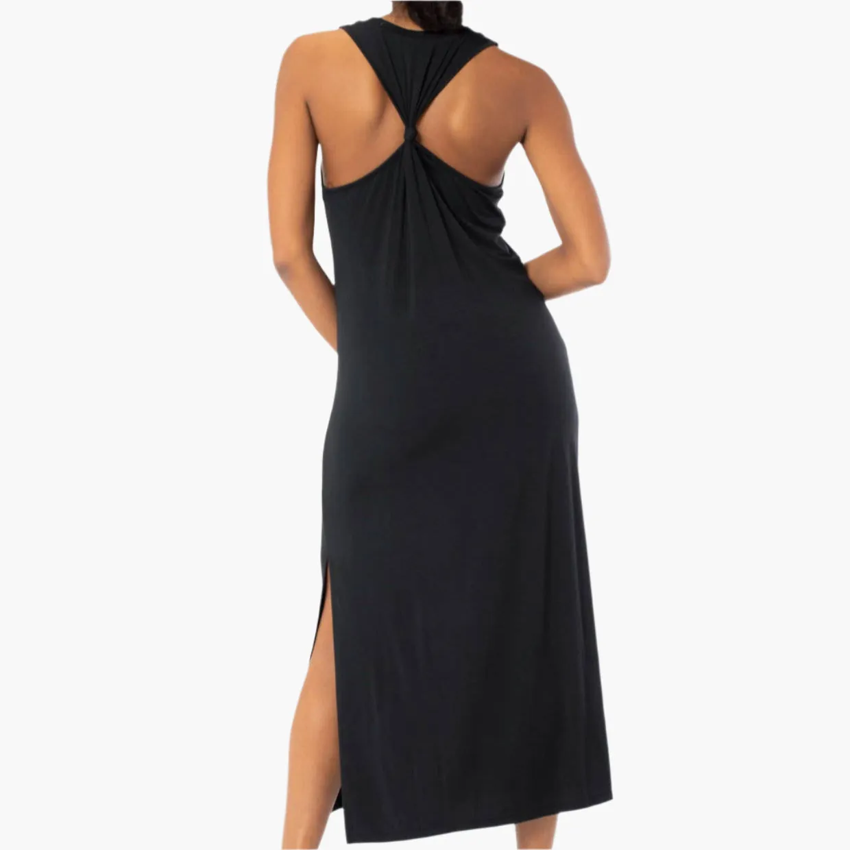 Knotted Racer Back Knit Tank Maxi Dress