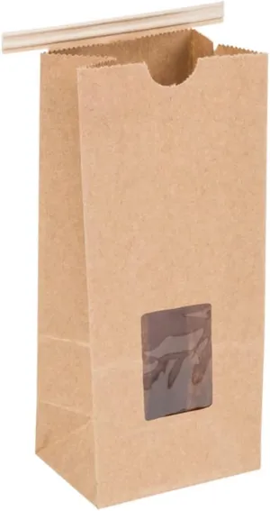 Kraft 1/2 Lb. Tin Tie Bakery Bag w/Square Window 25 Pack - by Premium Tin Ties