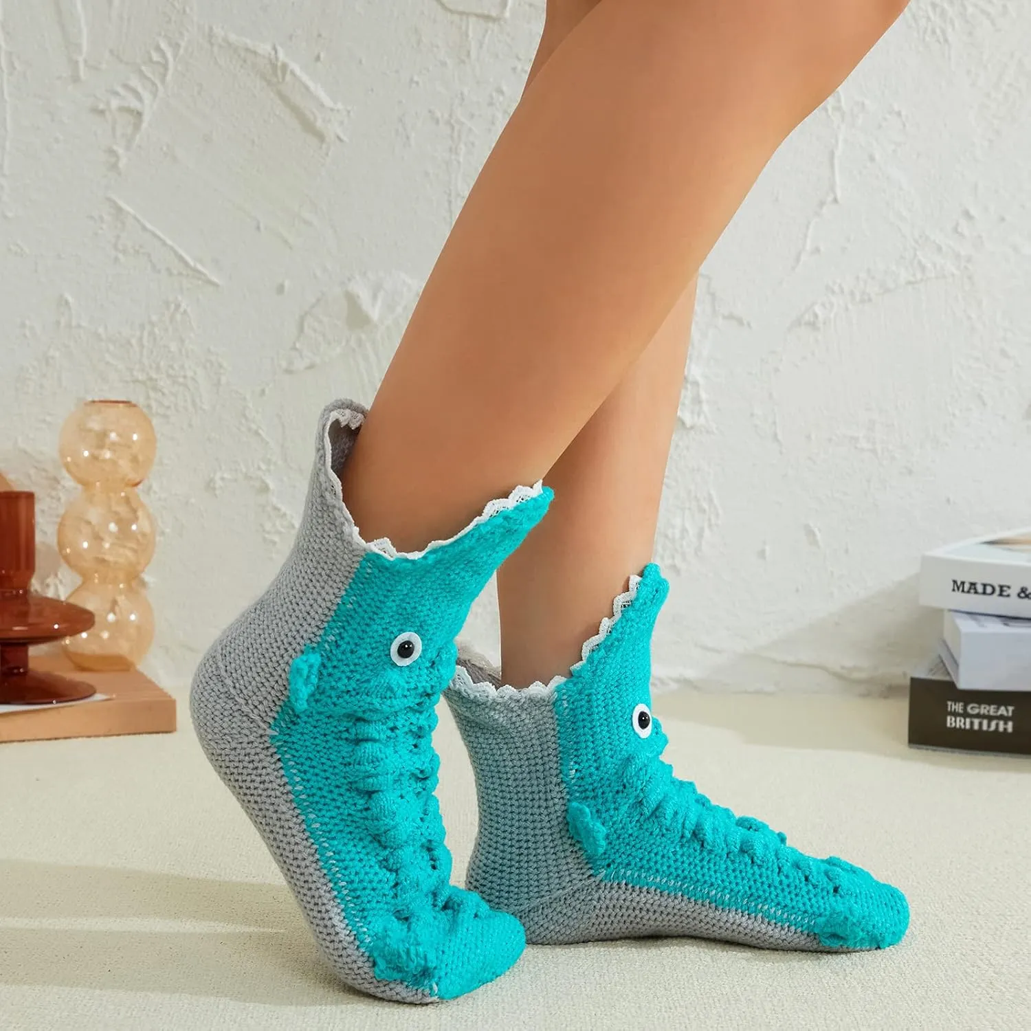 Kuriozud Animals Socks for Women Adult Girls,Funny Alligator Crocodile Shark Chicken Socks Knitted Christmas Socks Gift