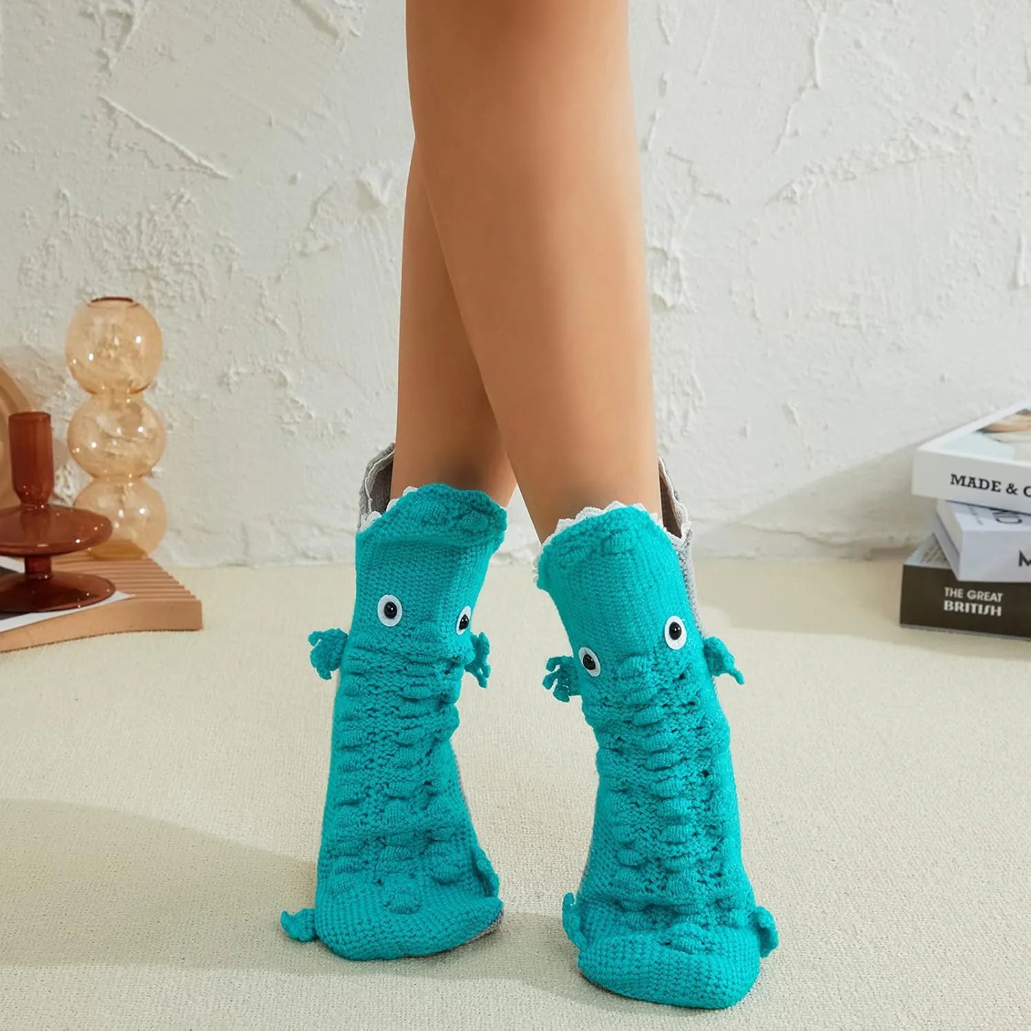 Kuriozud Animals Socks for Women Adult Girls,Funny Alligator Crocodile Shark Chicken Socks Knitted Christmas Socks Gift