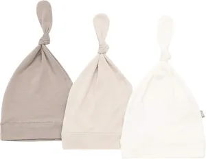 KYTE BABY Rayon Made from Bamboo Baby Beanie Hats - Super Soft Knotted Caps Available in Pattern and Solid Colors - 3 Pack