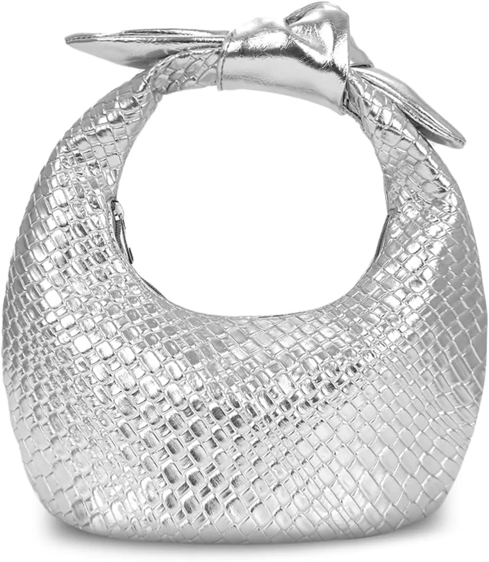 Lanpet Woven Handbag for Women,Knotted Clutch Purse Soft Vegan Leather Hobo bag,Dumpling Evening Bag for Formal Party Wedding