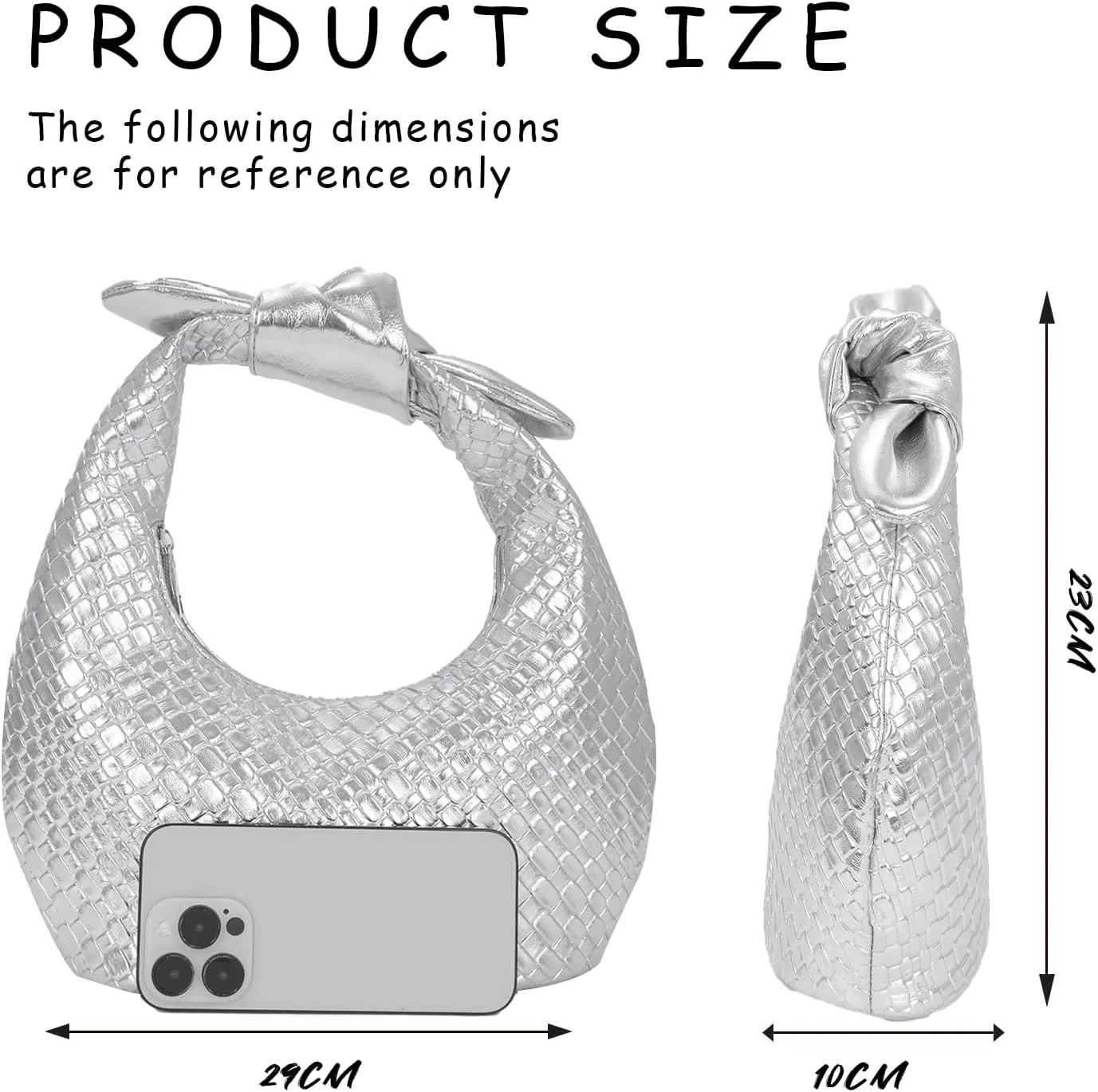 Lanpet Woven Handbag for Women,Knotted Clutch Purse Soft Vegan Leather Hobo bag,Dumpling Evening Bag for Formal Party Wedding