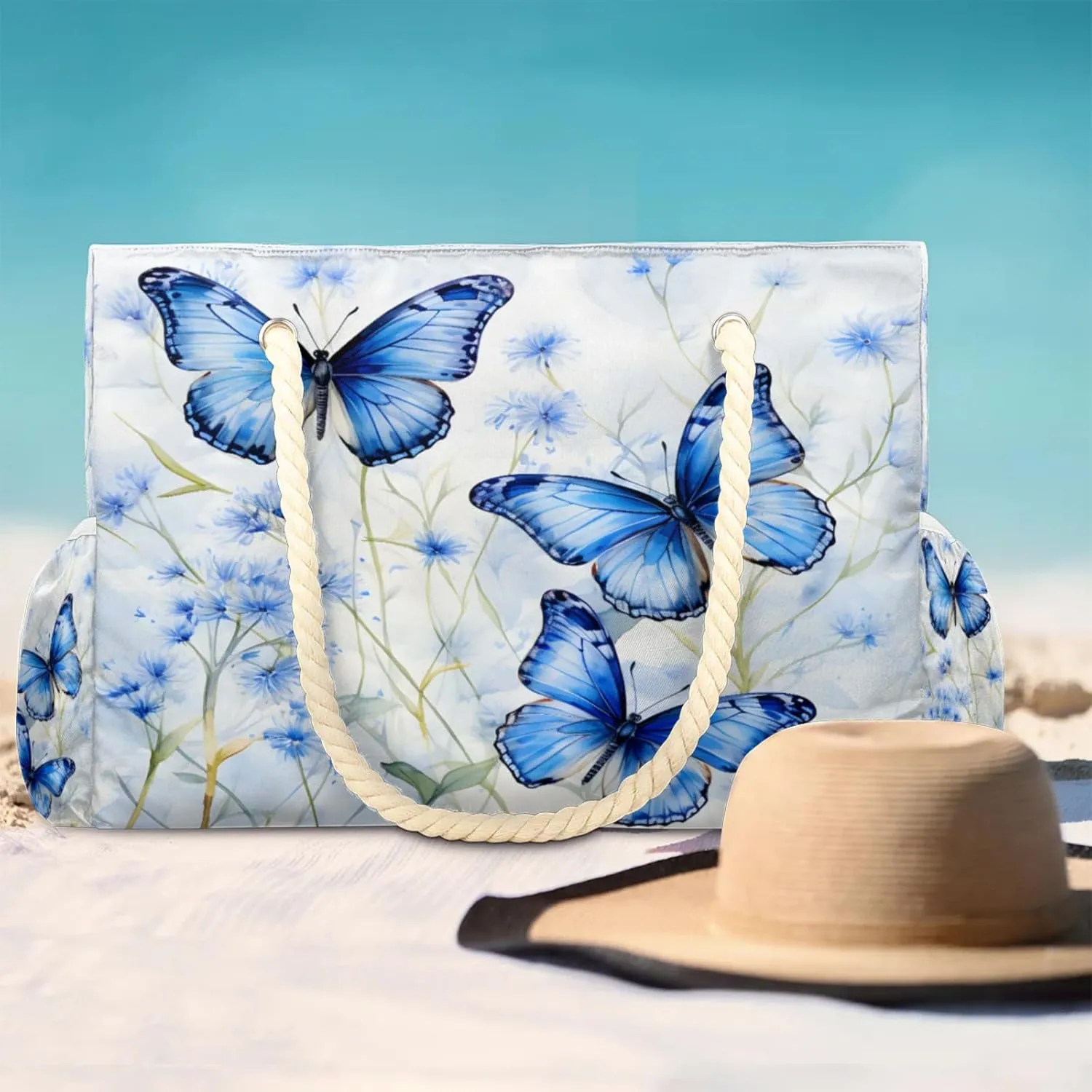 Large Beach Tote Bags for Women, Waterproof Beach Bag with Zipper, Swim Pool Tote Bags