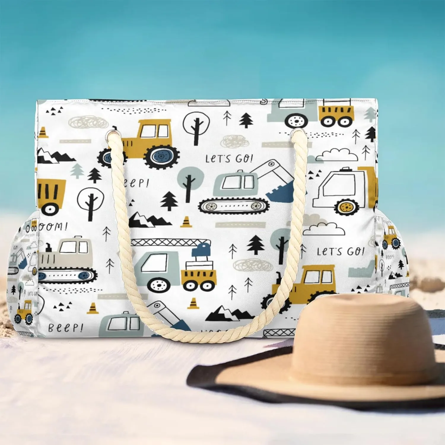 Large Beach Tote Bags for Women, Waterproof Beach Bag with Zipper, Swim Pool Tote Bags