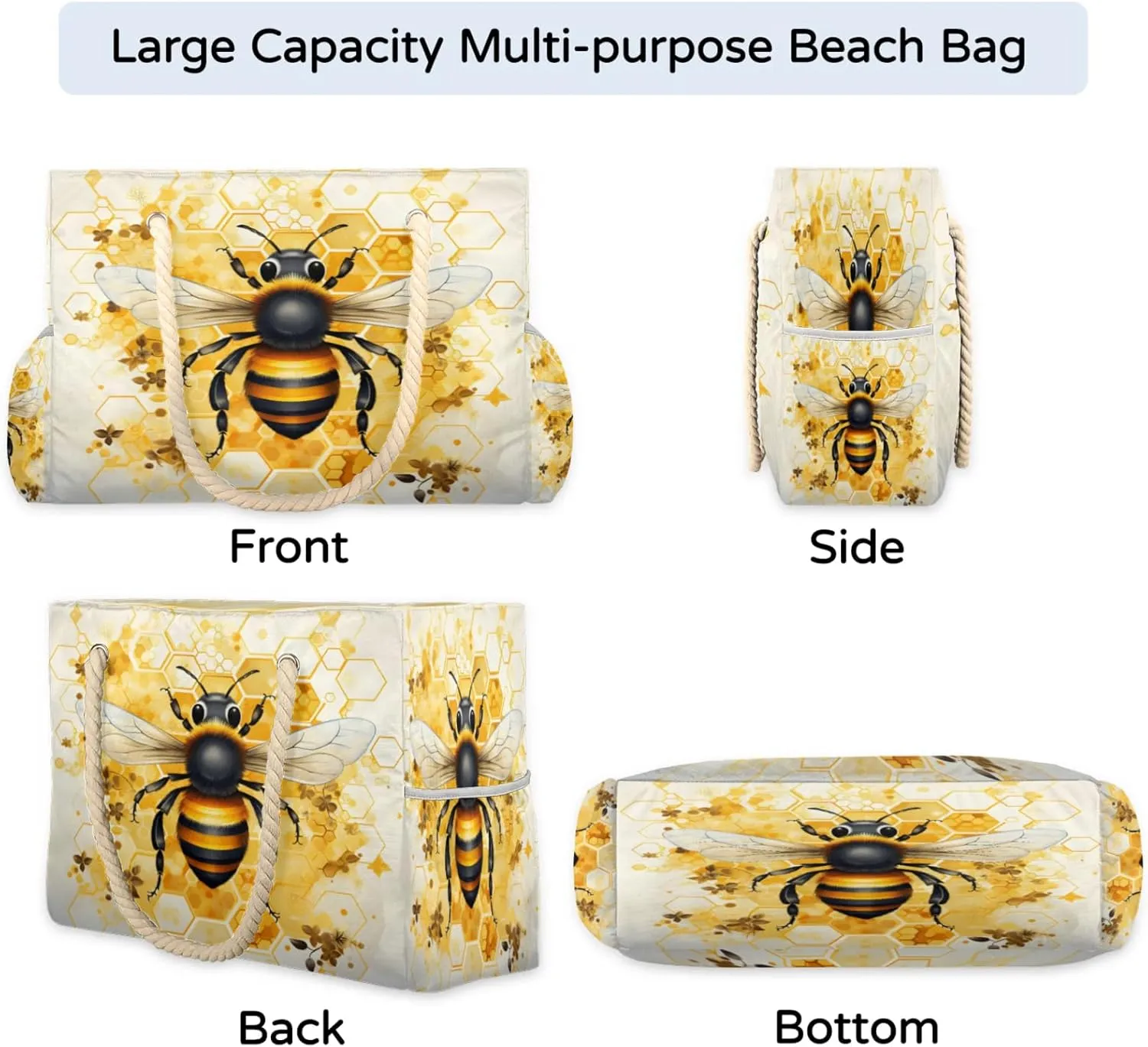 Large Beach Tote Bags for Women, Waterproof Beach Bag with Zipper, Swim Pool Tote Bags